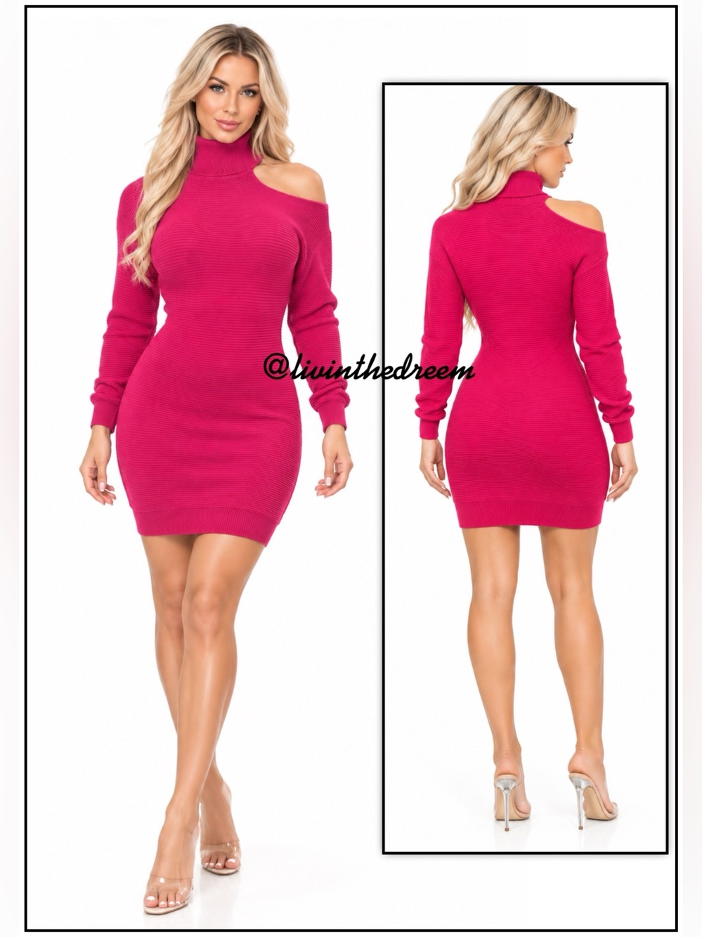 BCBGeneration Pink Ribbed Sweater Dress Turtleneck Cutout SZ XS
